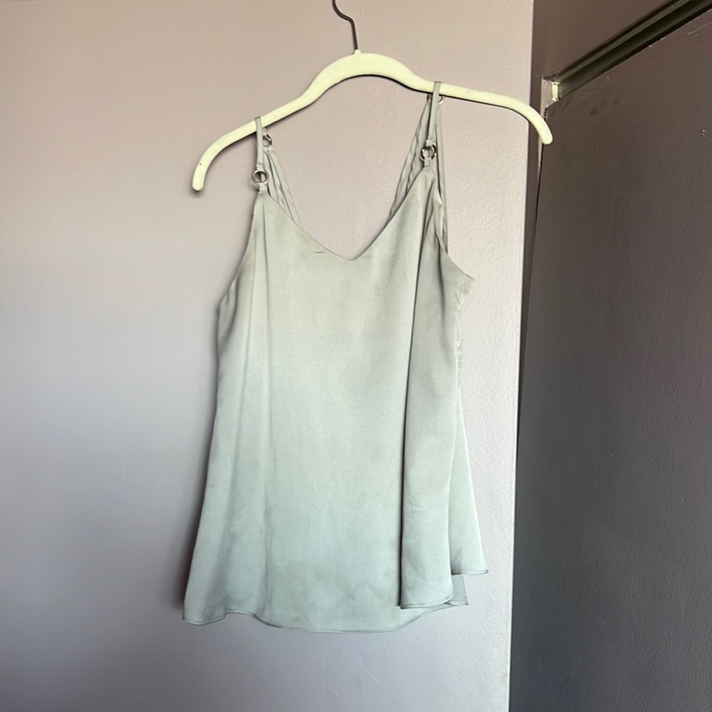 Silver criss cross back silk camisol